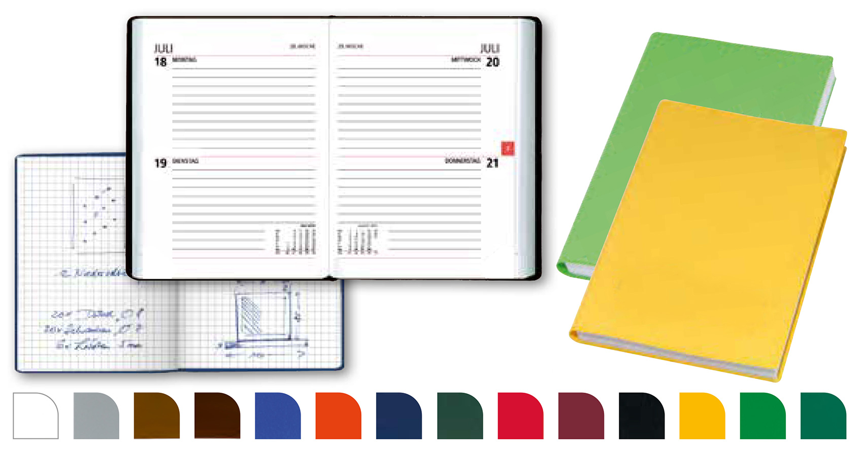 Datoline Notizbuch-Taschenkalender - kariert DL 11.23