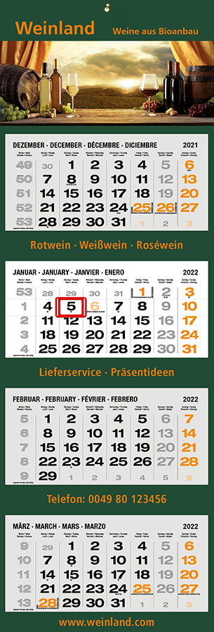 Datoline - Monatsplaner in Firmenfarbe / Sonder 4MP Weingut