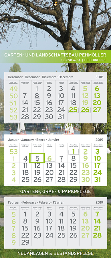 Datoline Monatsplaner Sonderanfertigung / Sonder 3MP Garten Landschaftsbau