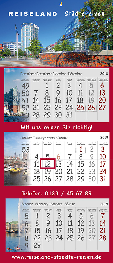 Datoline Monatsplaner Sonderanfertigung / 3MP Feiertage Sonderkalendarium mit Motiv