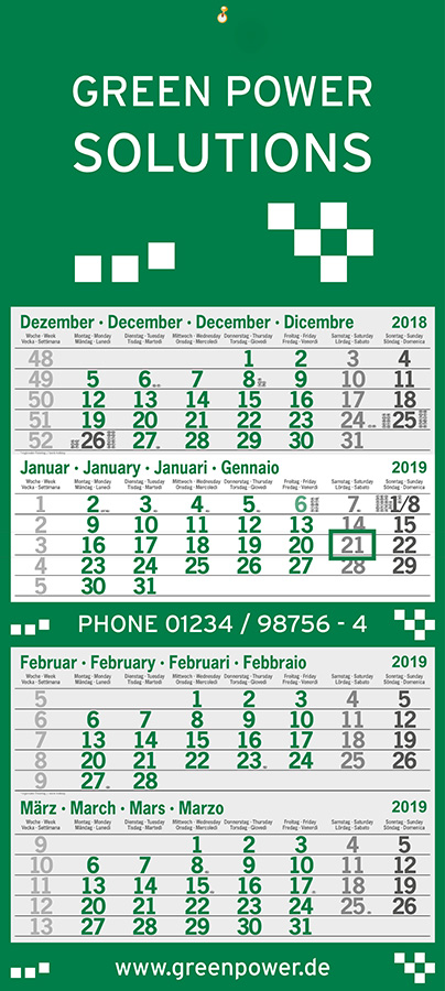 Datoline Monatsplaner Sonderanfertigung / 4MP Einblock Firmenfarbe