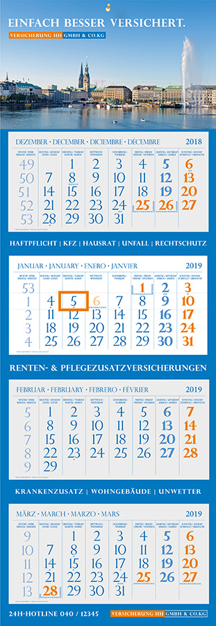 Datoline Monatsplaner Sonderanfertigung / 4MP Feiertage individuell 2