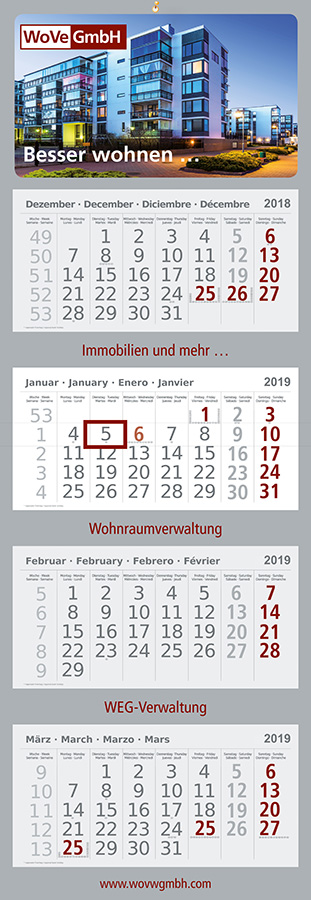 Datoline Monatsplaner Sonderanfertigung / 4MP Feiertage individuell