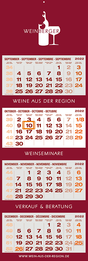 Datoline - Monatsplaner Sonderanfertigung / Sonderanfertigung 4MP Start Oktober